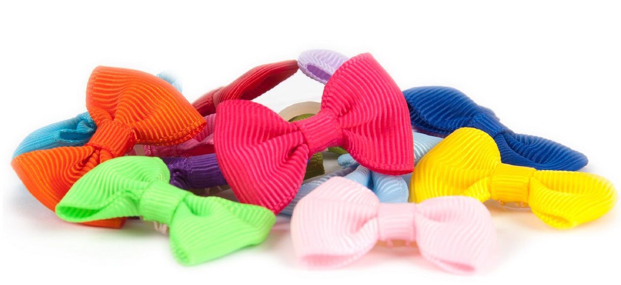 Show Tech Multicolor Grooming Bows – Colorful Elastic Bands, 50 Piece Decorative Set
