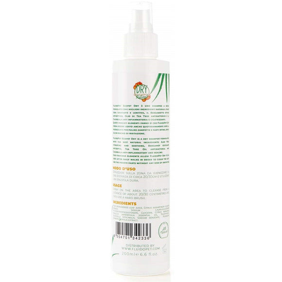 FluidoPet Natural Dry Shampoo 200ml – Bergamot, Calendula, Aloe, Gentle Waterless Cleansing