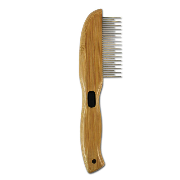 Bamboo Groom Rotating Pin Comb – 31-Pin Bamboo Handle, Gentle Detangling Design