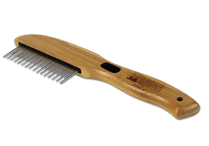 Bamboo Groom Rotating Pin Comb – 31-Pin Bamboo Handle, Gentle Detangling Design