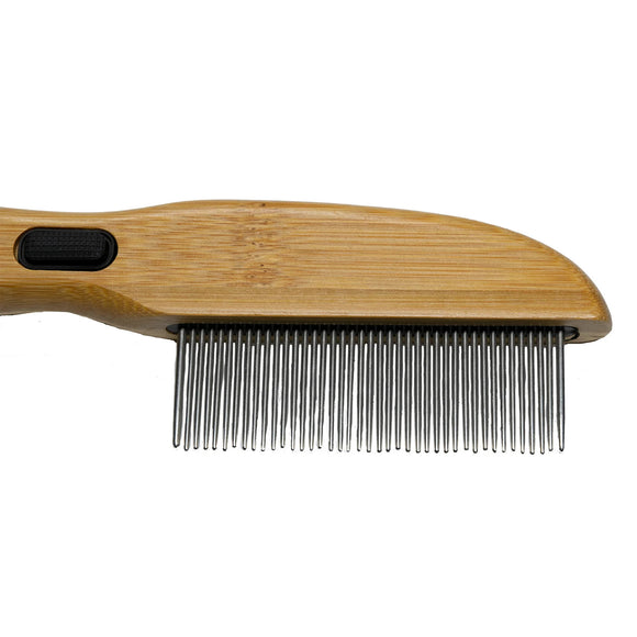 Bamboo Groom Rotating Pin Comb – 41-Pin Bamboo Body, Gentle Detangling Design