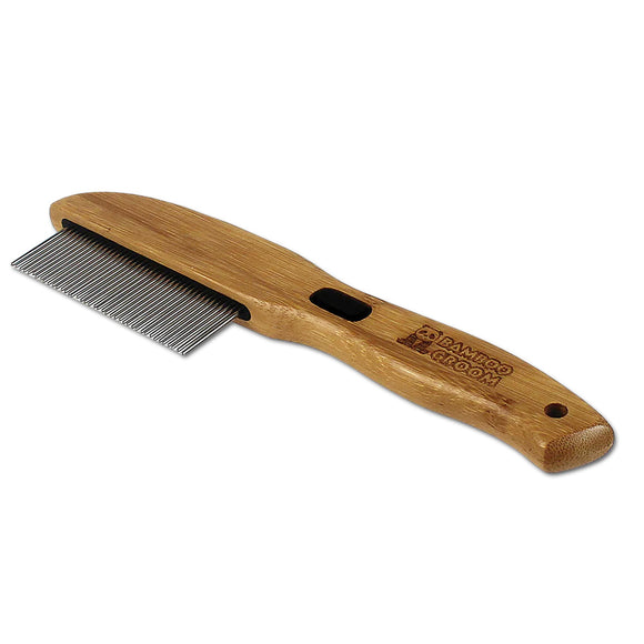 Bamboo Groom Rotating Pin Comb – 41-Pin Bamboo Body, Gentle Detangling Design