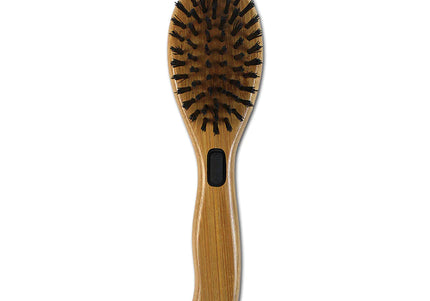Bamboo Groom Combo Brush Small/Medium – Double-Sided Bamboo Brush with Soft and Pin Bristles, Ergonomic Handle