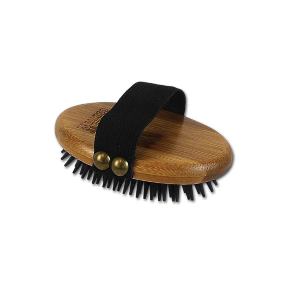 Bamboo Groom Curry Brush – Eco-Friendly Bamboo Body Brush with Soft Rubber Pins, Gentle Massage