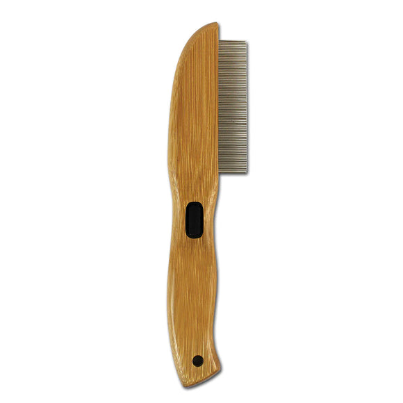 Bamboo Groom Flea Comb – 77 Rotating Pins, Natural Bamboo Handle, Effective Flea Removal
