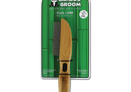 Bamboo Groom Flea Comb – 77 Rotating Pins, Natural Bamboo Handle, Effective Flea Removal