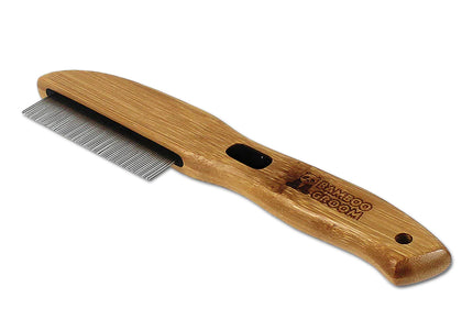Bamboo Groom Flea Comb – 77 Rotating Pins, Natural Bamboo Handle, Effective Flea Removal