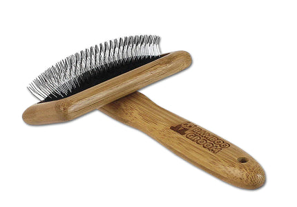 Bamboo Groom Slicker Brush Medium – Eco-Friendly Bamboo Handle, Gentle Detangling Bristles