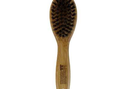 Bamboo Groom Oval Bristle Brush – Natural Bamboo Handle, Soft Bristles, Small/Medium Size