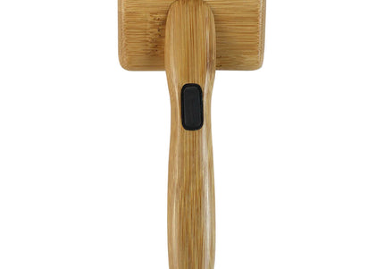 Bamboo Groom Soft Slicker Brush Small – Gentle Bamboo Brush with Safety Pins, Compact Design
