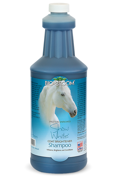 Bio-Groom Show White Shampoo 946ml – Brightening Concentrate for Light-Colored Coats, 1:8 Dilution