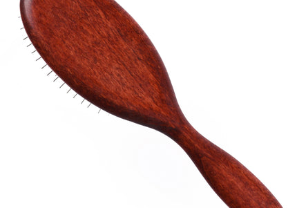 Blovi Red Wood Pin Brush – Large Oval Grooming Brush with Short 20mm Pins