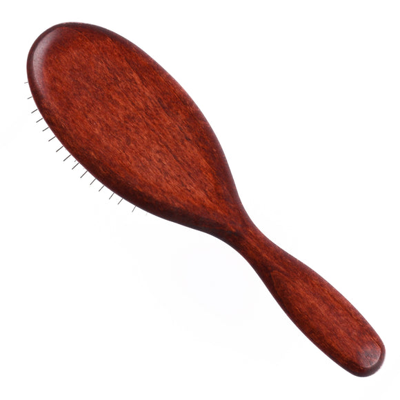 Blovi Red Wood Pin Brush – Large Oval Grooming Brush with Short 20mm Pins