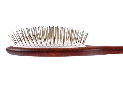 Blovi Red Wood Pin Brush – Large Oval Grooming Brush with Short 20mm Pins