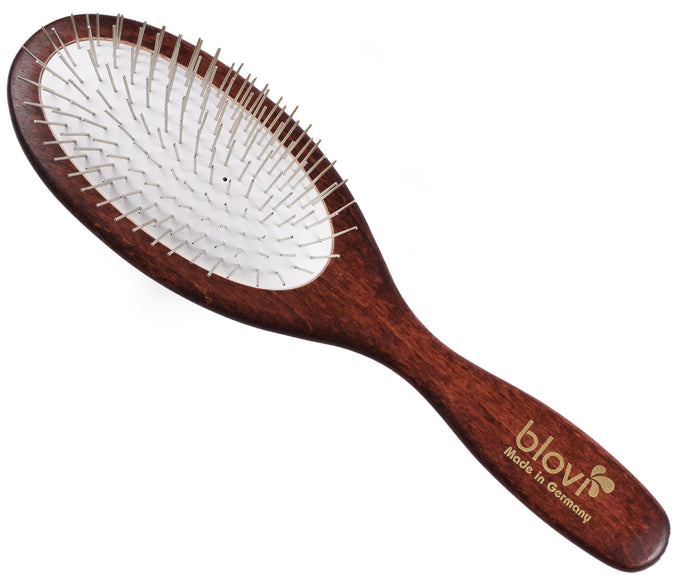 Blovi Red Wood Pin Brush – Large Oval Grooming Brush with Short 20mm Pins