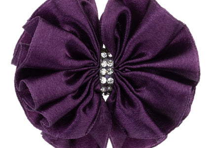 Blovi Bow Premium Satin Grooming Bow – Black with Zircon Accents, Elegant Finish