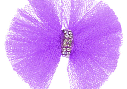 Blovi Red Tulle Grooming Bow with Rhinestones – Elegant Decorative Accessory