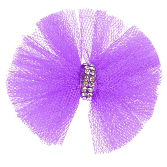 Blovi Red Tulle Grooming Bow with Rhinestones – Elegant Decorative Accessory