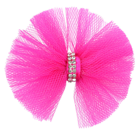 Blovi Red Tulle Grooming Bow with Rhinestones – Elegant Decorative Accessory