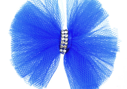 Blovi Red Tulle Grooming Bow with Rhinestones – Elegant Decorative Accessory