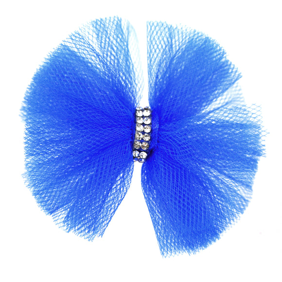 Blovi Red Tulle Grooming Bow with Rhinestones – Elegant Decorative Accessory