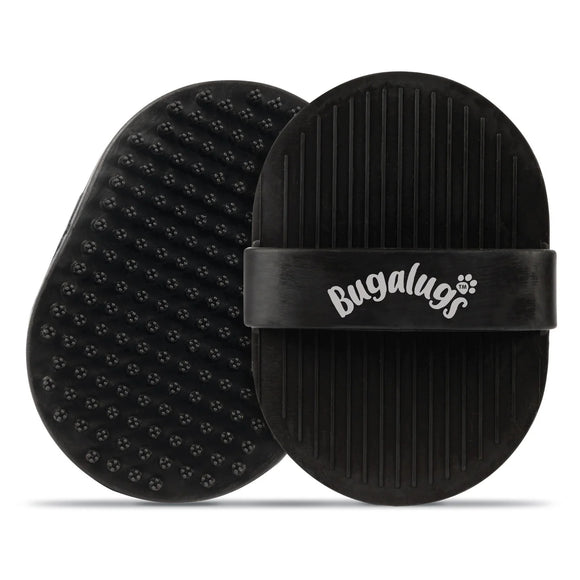 Bugalugs Wet & Dry Bath Brush – Black Rubber Grooming Brush, Versatile for Wet and Dry Use