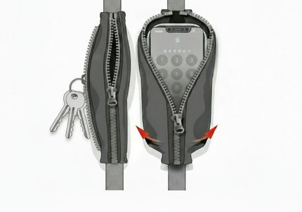 Flamingo Kayga Black Nylon Leash – Dual Handles, Elastic Pouch, 160cm x 25mm Durable Design