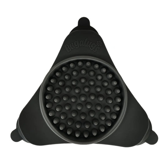 Bugalugs Triangle Lick Pad – Small Black Silicone Licking Mat, Calming and Easy-Clean Design