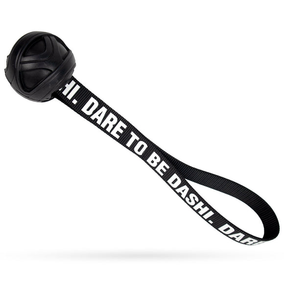Dashi Black Rubber Ball 7cm – Durable Tug Toy with Reinforced Tape Handle
