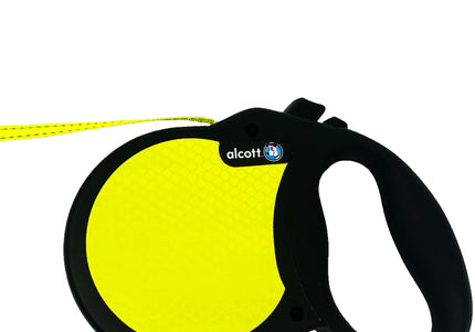 Alcott Visibility Retractable Leash 5m – Reflective Neon Tape, Medium, Enhanced Night Safety