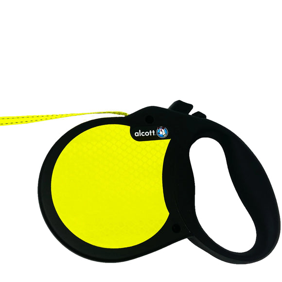 Alcott Visibility Retractable Leash 5m – Reflective Neon Tape, Medium, Enhanced Night Safety