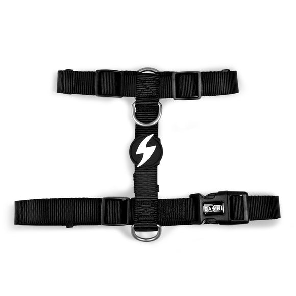 Dashi Solid Back Harness Black – Adjustable Large Guard Dog Harness with Secure Fit