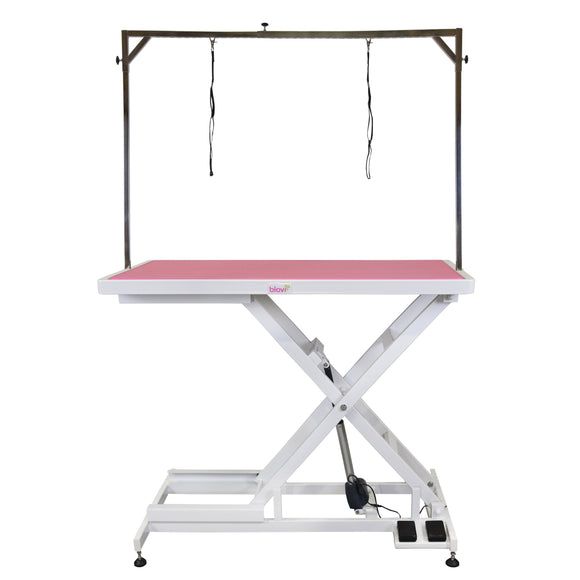 Blovi Callisto Electric Grooming Table – 125x65cm Pink Top, Adjustable Height, Stable Design
