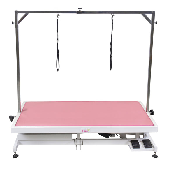 Blovi Callisto Electric Grooming Table – 125x65cm Pink Top, Adjustable Height, Stable Design