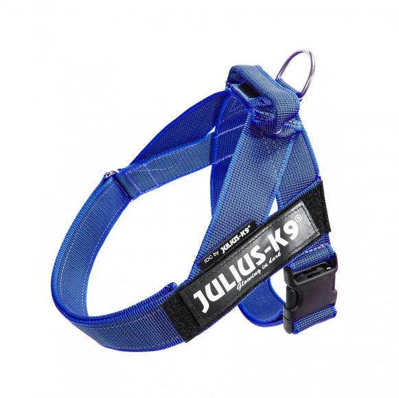 Julius-K9 IDC Color&Gray Belt Harness Blue – Adjustable Mini Size, Durable Design