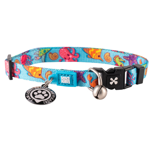 Max&Molly GOTCHA! Smart ID Cat Collar Blue Ocean – Colorful Adjustable Collar with Smart Tag