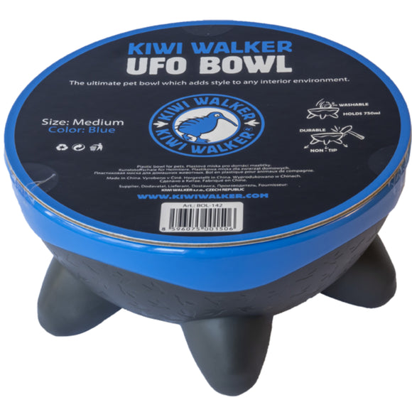 Kiwi Walker Ufo Bowl 750ml – Blue Plastic Pet Bowl with Non-Slip Feet, Durable Design