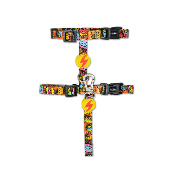 Dashi Boom Cat Harness and Leash Set – Comic Pattern, Comfortable Adjustable Design