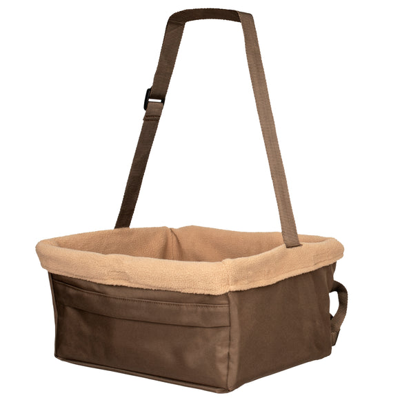 PetSafe Happy Ride Booster Seat – Brown, Small Size, Secure Elevated Car Seat Design