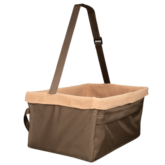 PetSafe Happy Ride Booster Seat – Brown, Small Size, Secure Elevated Car Seat Design