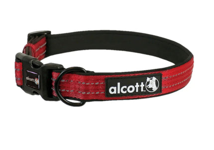Alcott Adventure Collar Bright Red – Reflective Adjustable Dog Collar, Intense Color, Medium