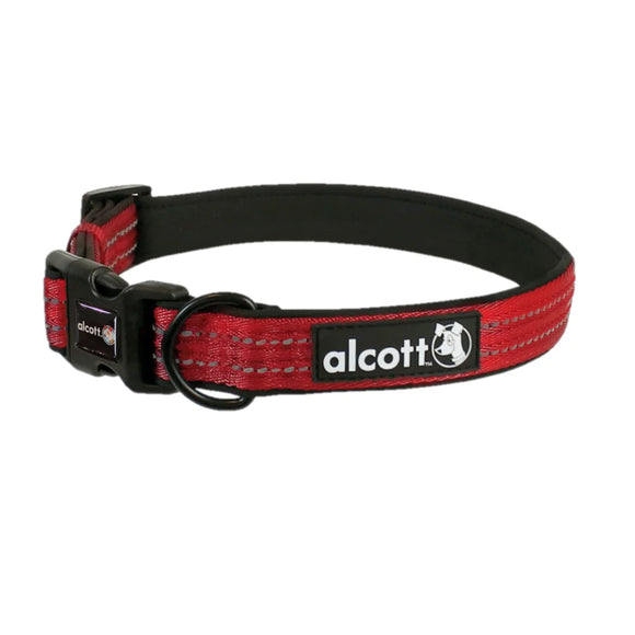 Alcott Adventure Collar Bright Red – Reflective Adjustable Dog Collar, Intense Color, Medium