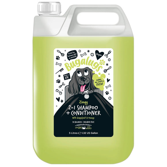 Bugalugs Zingy 2in1 Shampoo and Conditioner – Grapefruit Orange Scent, 5L, Nourishing Formula