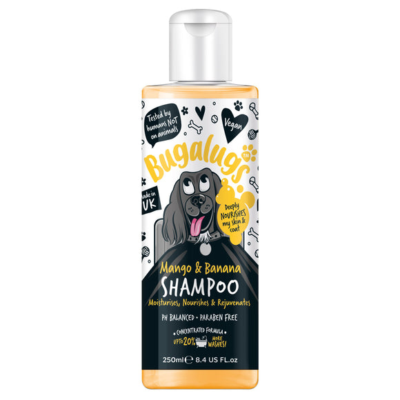 Bugalugs Mango & Banana Shampoo – Nourishing Regenerating Concentrate, 1:10 Dilution, 250ml Bottle