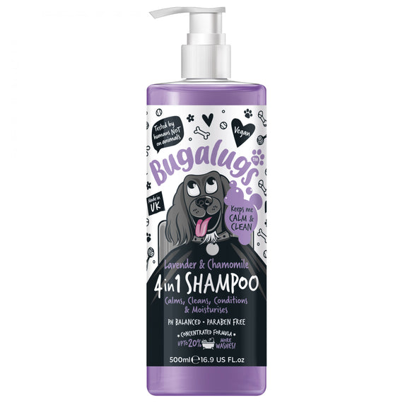 Bugalugs 4in1 Dog Shampoo – Calming Lavender and Chamomile Concentrate, 500ml