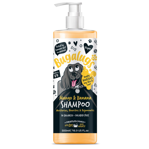 Bugalugs Mango & Banana Shampoo – Nourishing Concentrate 1:10, Regenerating Formula, 500ml