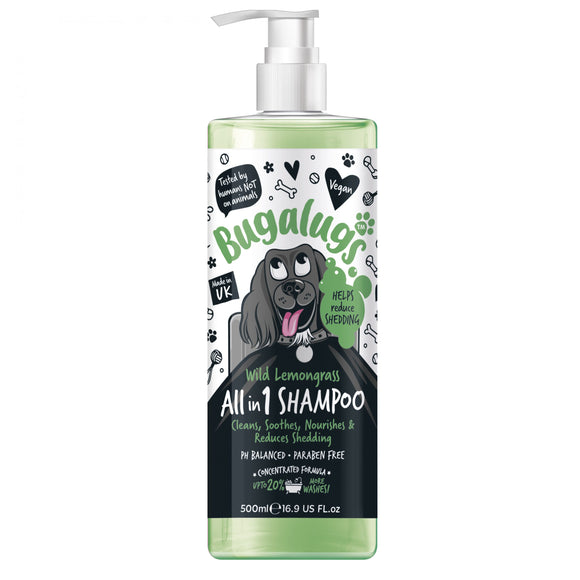 Bugalugs All in 1 Shampoo and Conditioner – Concentrated 1:10 Formula, Reduces Shedding, 500ml