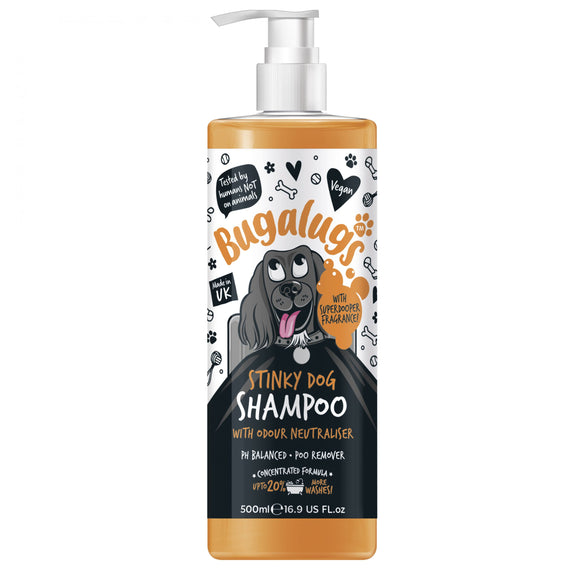 Bugalugs Stinky Dog Shampoo – Concentrated Odor-Removing Formula, 1:10 Dilution, 500ml Bottle