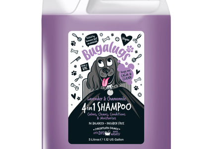 Bugalugs 4in1 Dog Shampoo – Calming Lavender and Chamomile Concentrate, 5L, 1:10 Dilution
