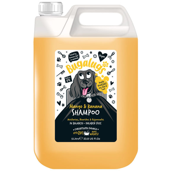 Bugalugs Mango & Banana Shampoo – Nourishing Regenerating Concentrate, 1:10 Dilution, 5L Bottle